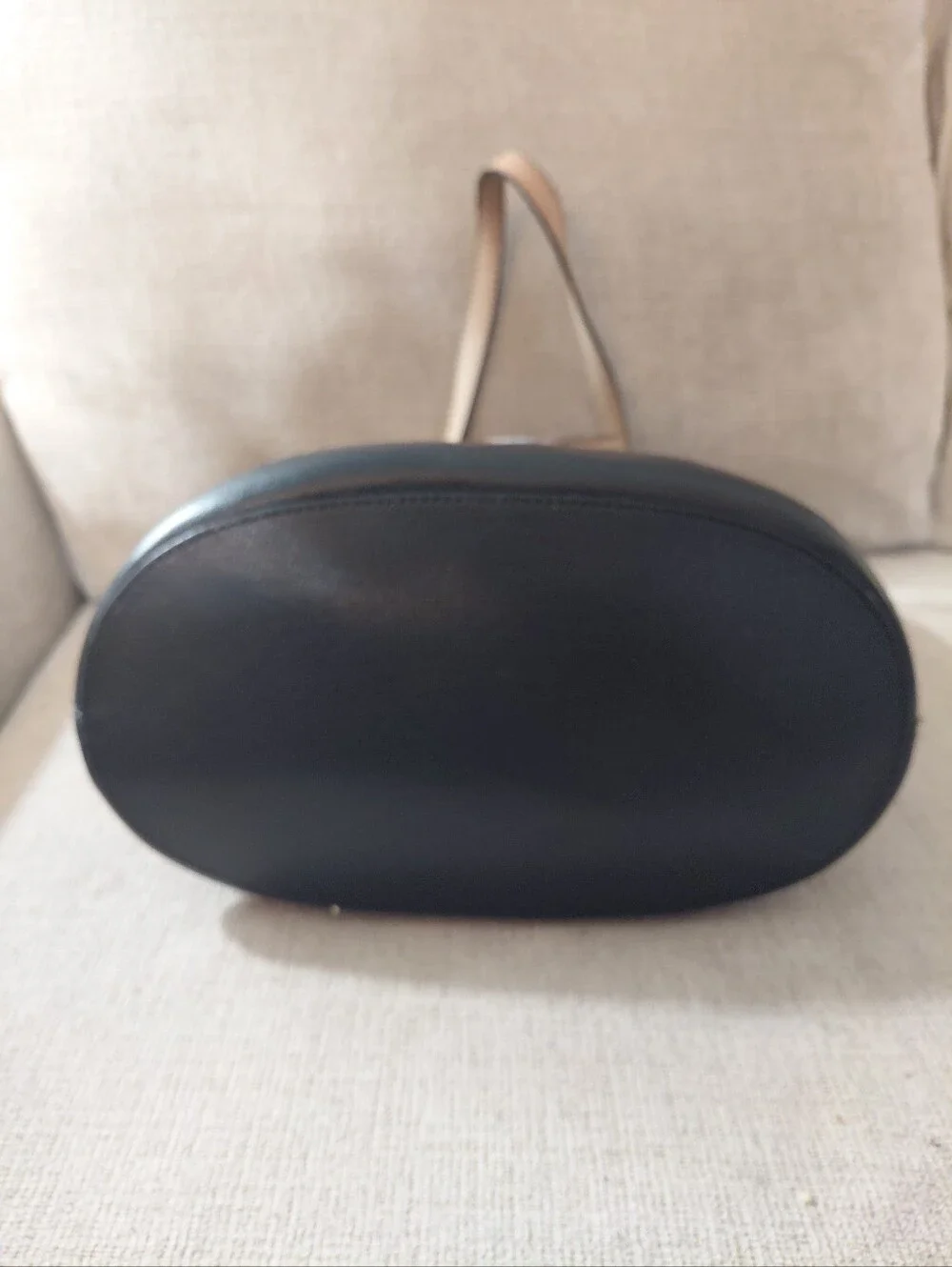 Michael Kors Black Leather Tote Shoulder Bag with Gold Emblem